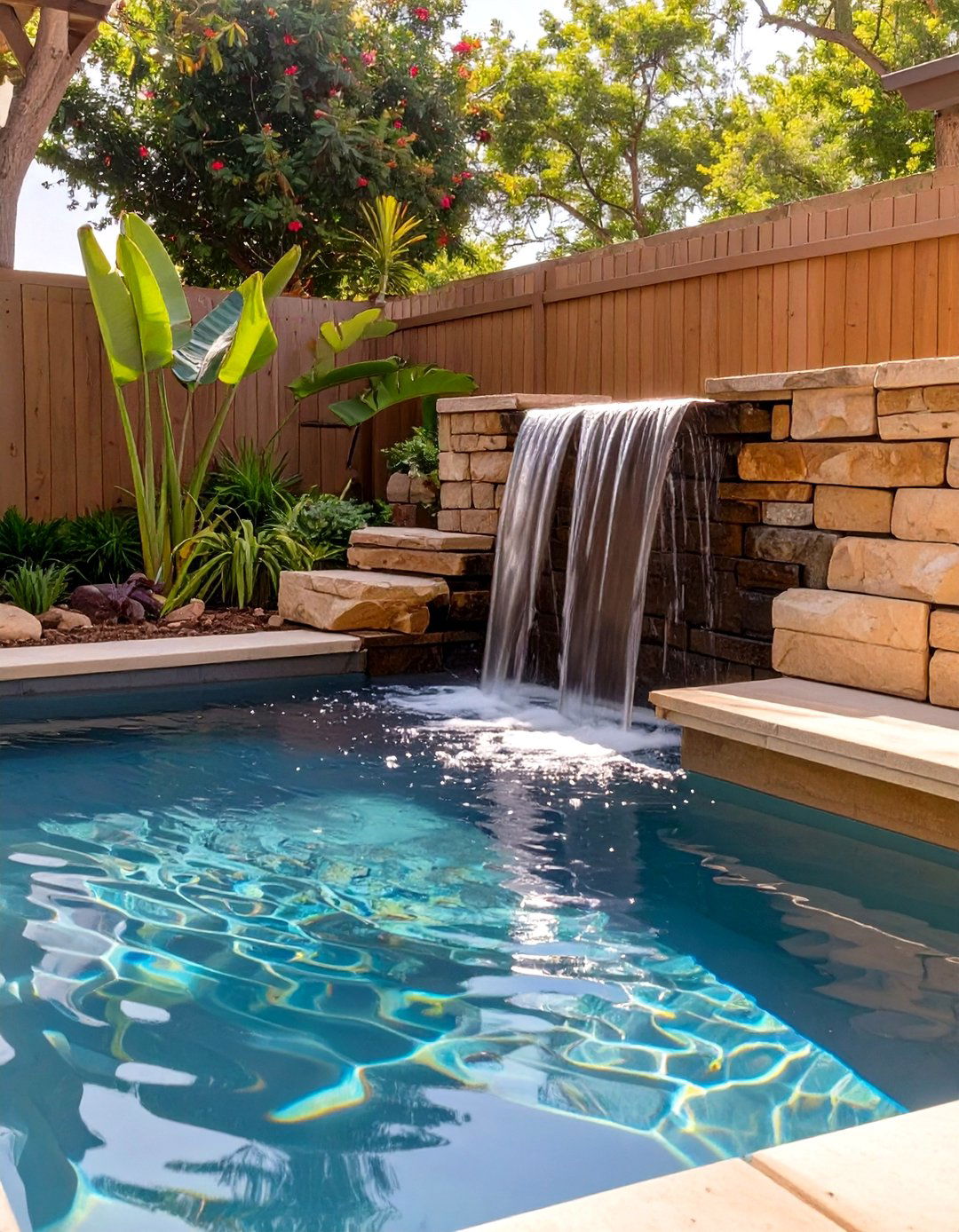 Small Pool with Water Feature - 30 small backyard pool designs
