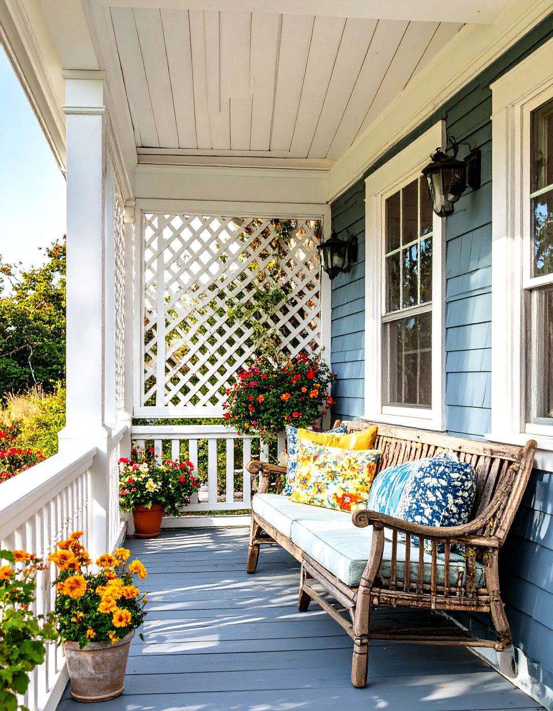 Small Porch with Privacy Lattice Panels - 30 small cape cod front porch ideas
