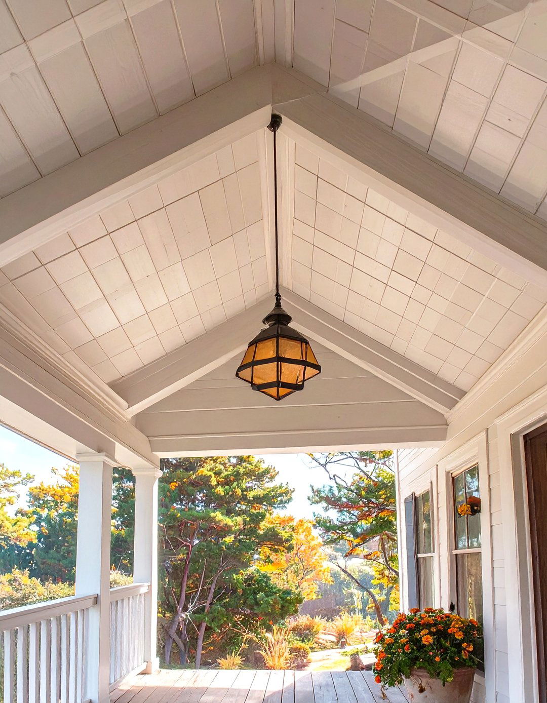 Small Porch with a Beadboard Ceiling - 30 small cape cod front porch ideas