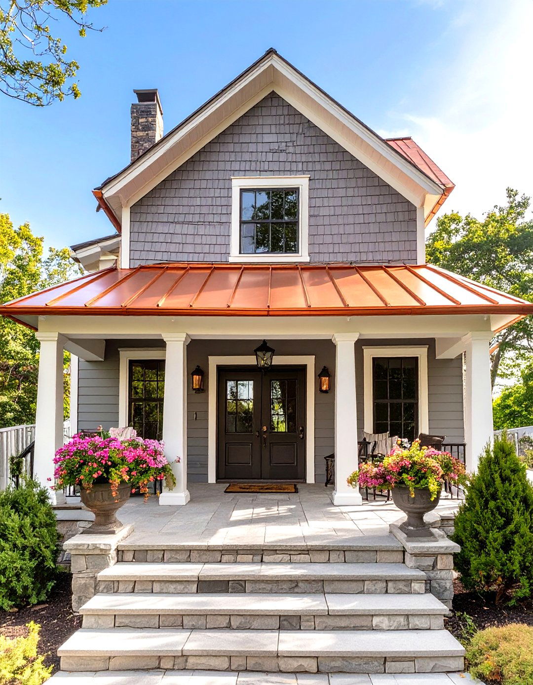 Small Porch with a Copper Roof Accent - 30 small cape cod front porch ideas