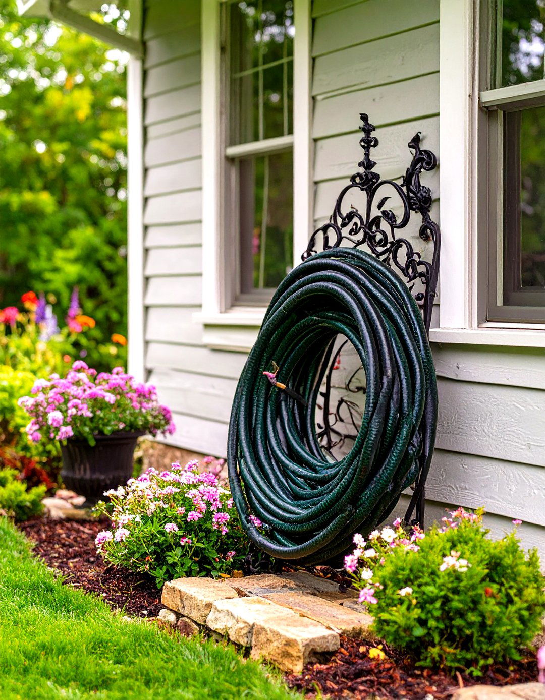 Small Porch with a Decorative Hose Holder - 30 small porch decorating ideas