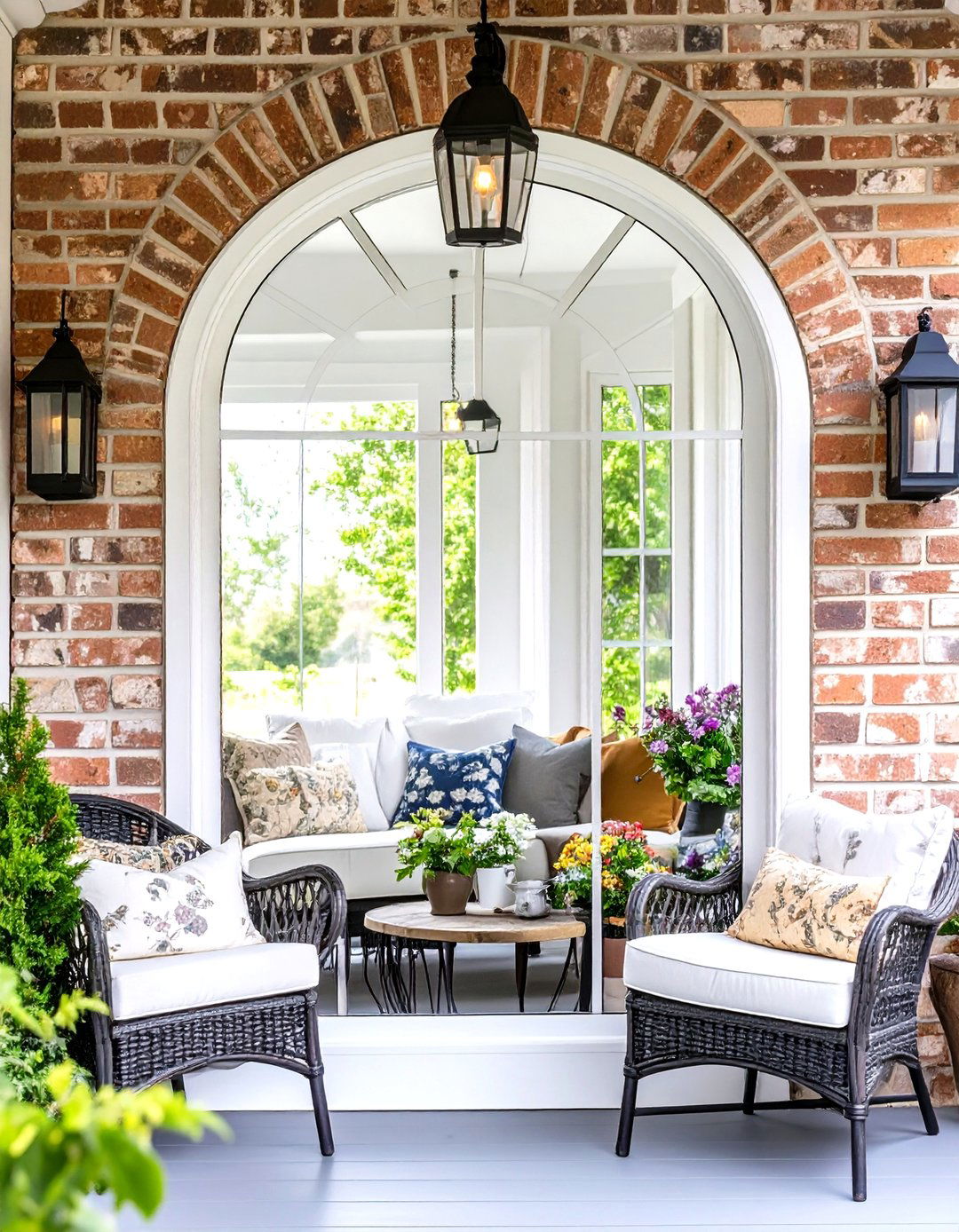Small Porch with an Outdoor Mirror - 30 small porch decorating ideas
