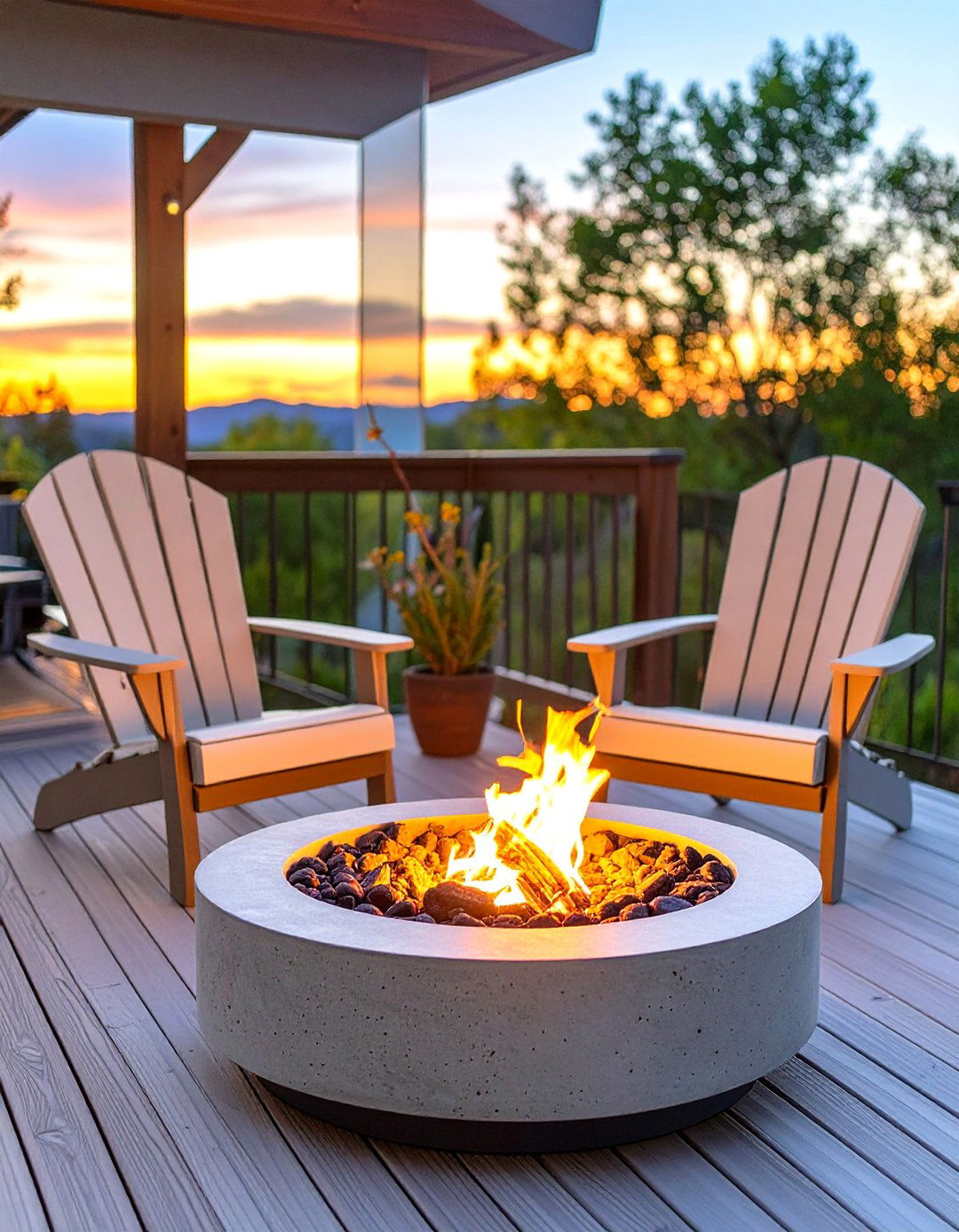 Small Round Fire Pit Table - 30 small deck furniture ideas