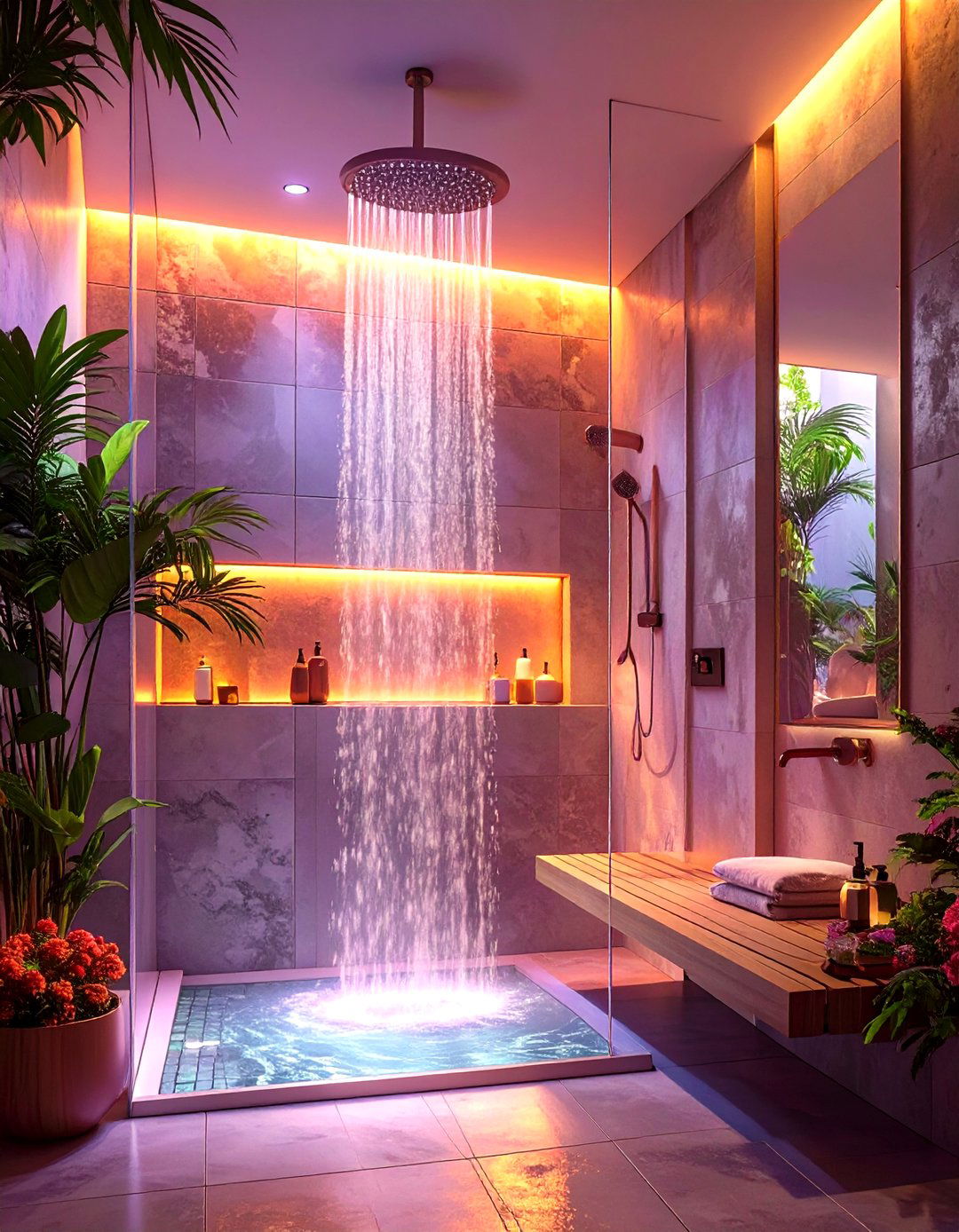 Small Shower with Integrated Lighting - 30 small shower ideas