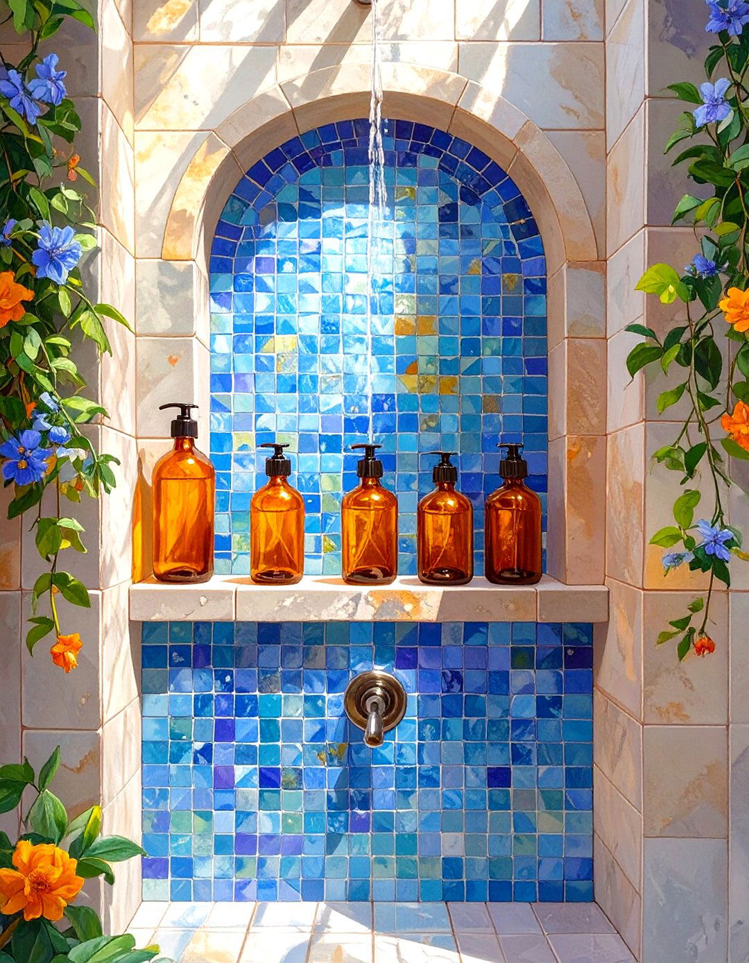 Small Shower with a Built In Niche - 30 small shower ideas