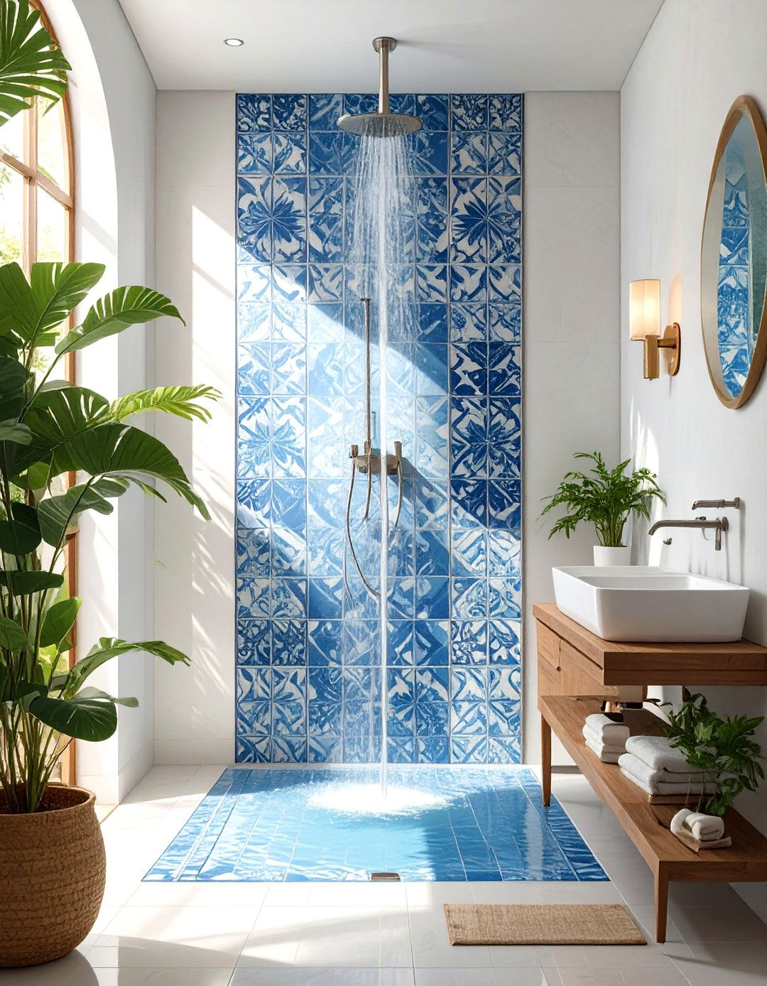 Small Shower with a Contrasting Feature Wall - 30 small shower ideas