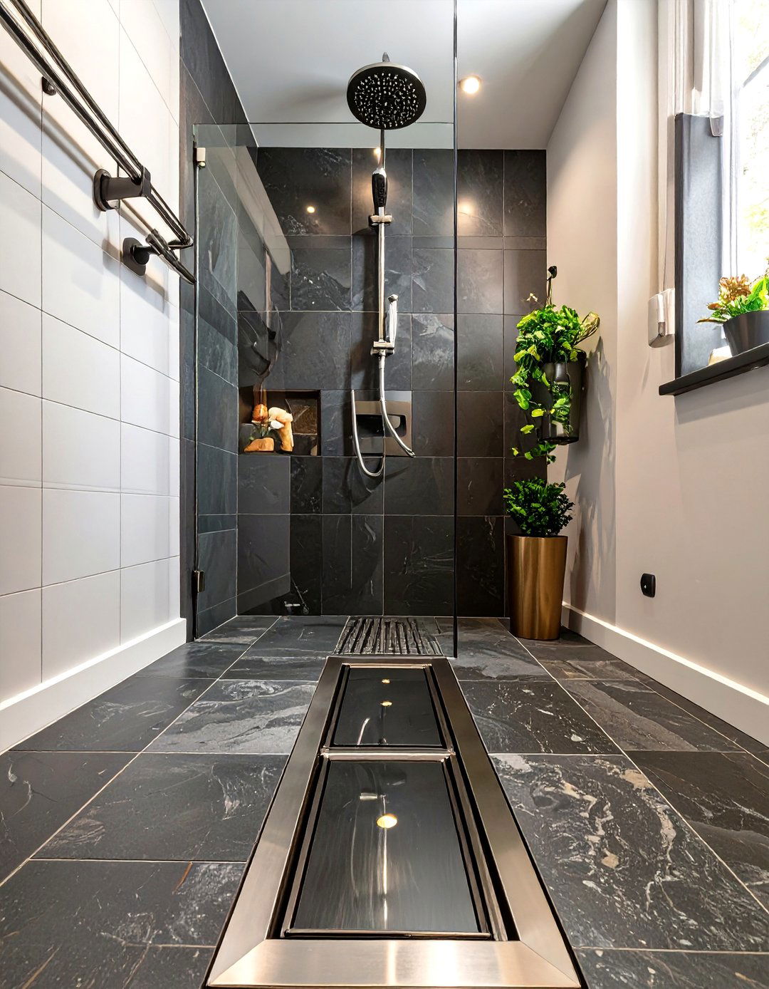 Small Shower with a Linear Drain - 30 small shower ideas