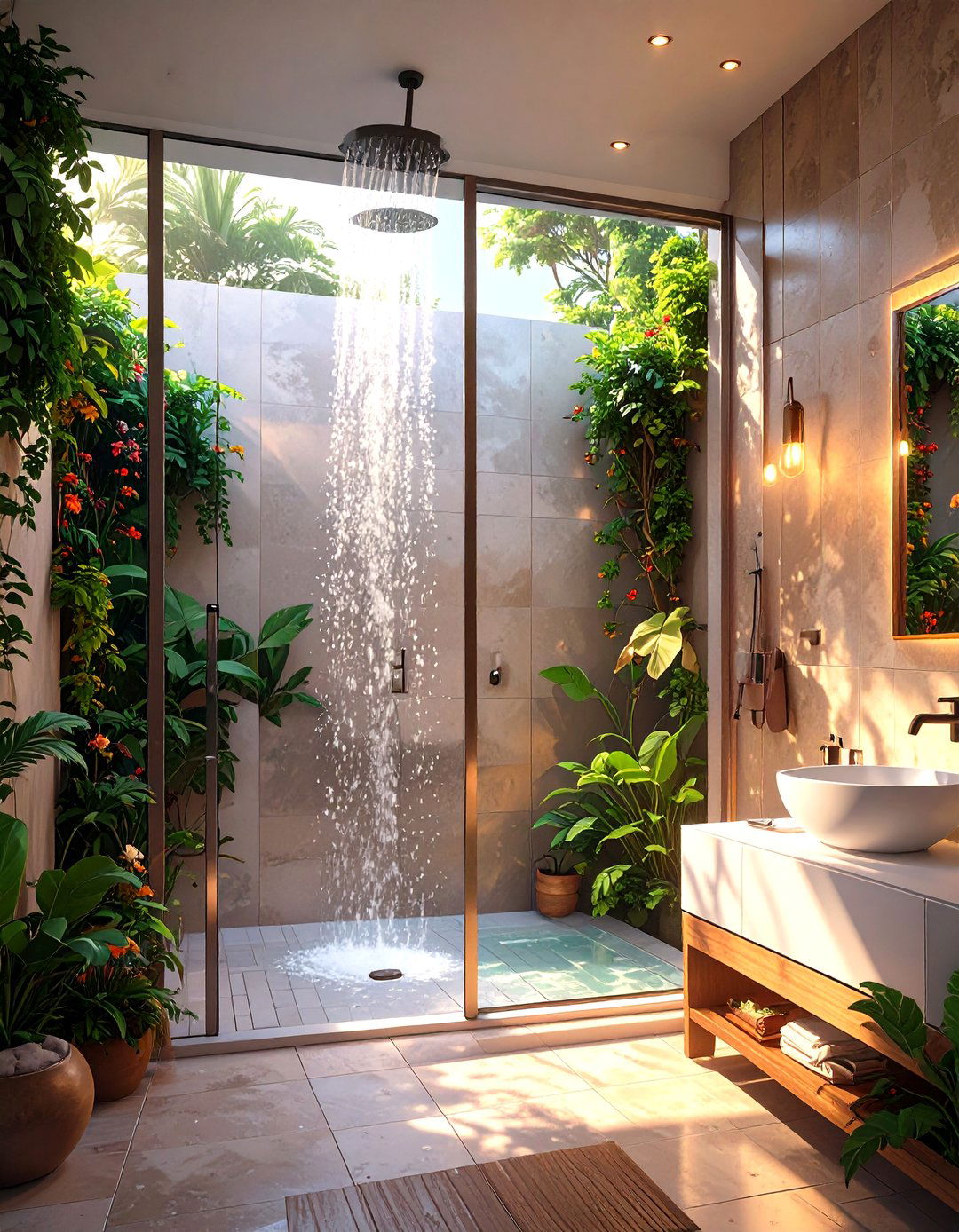 Small Shower with a Pivot Door - 30 small shower ideas