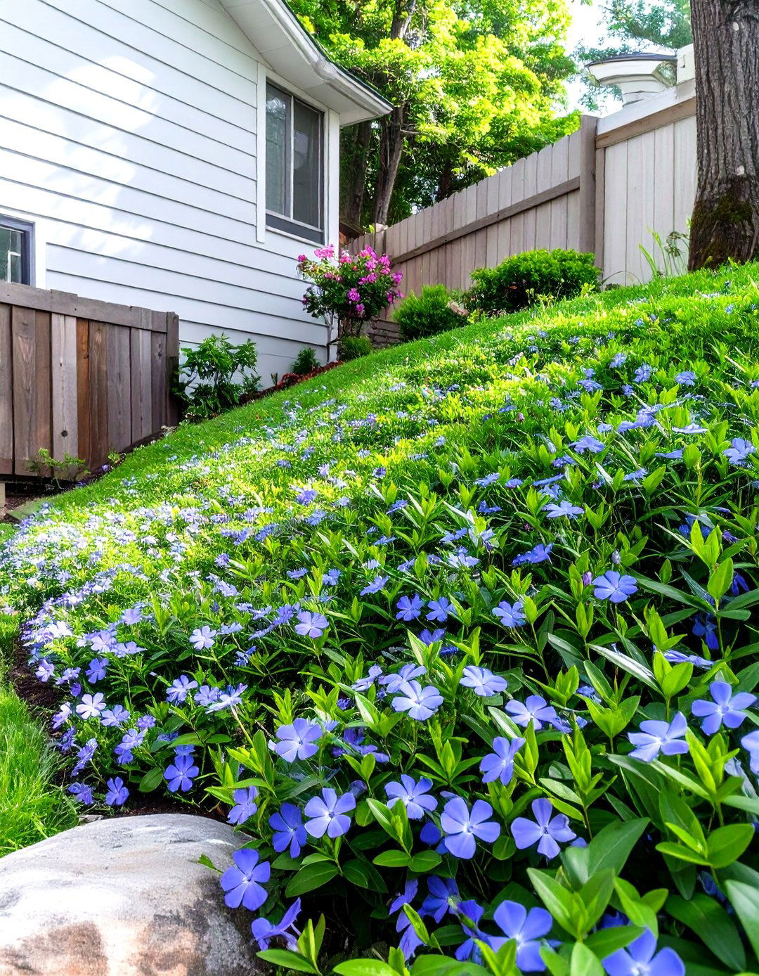 Small Sloped Backyard with Ground Cover Plants - 30 small sloped backyard ideas