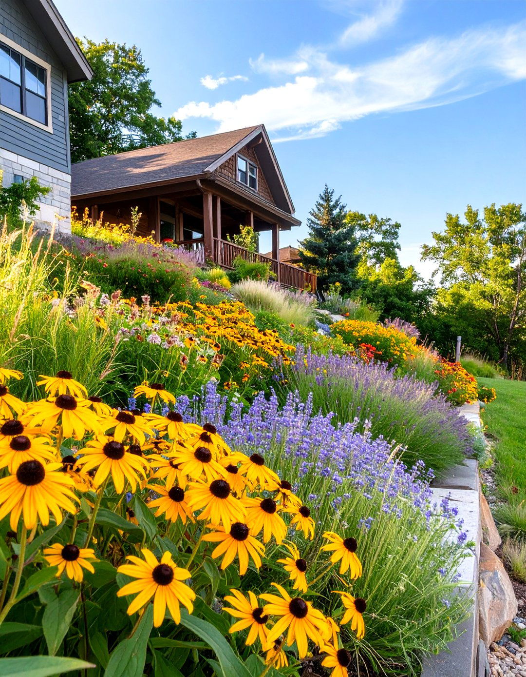 Small Sloped Backyard with Native Plantings - 30 small sloped backyard ideas