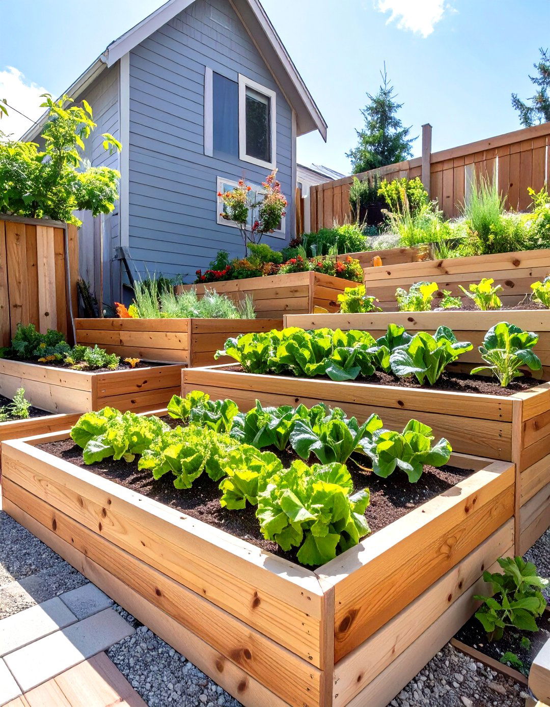 Small Sloped Backyard with Terraced Vegetable Beds - 30 small sloped backyard ideas