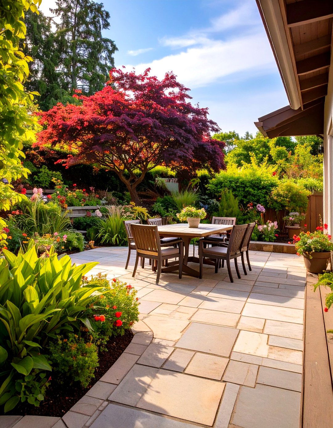 Small Sloped Backyard with a Lower Patio - 30 small sloped backyard ideas