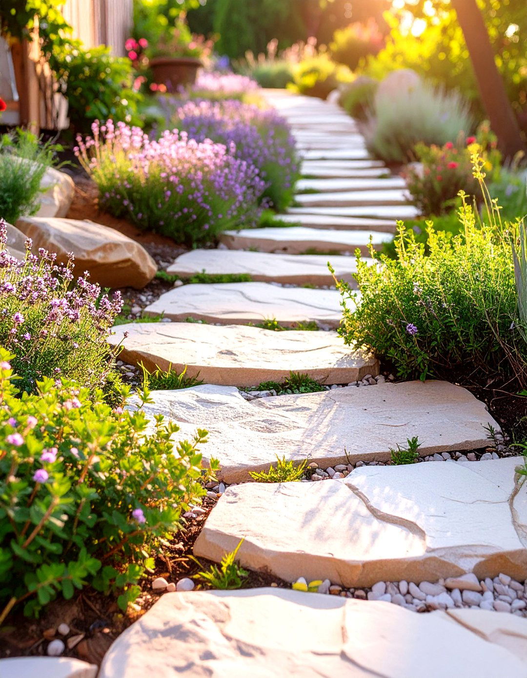 Small Sloped Backyard with a Meandering Stone Path - 30 small sloped backyard ideas