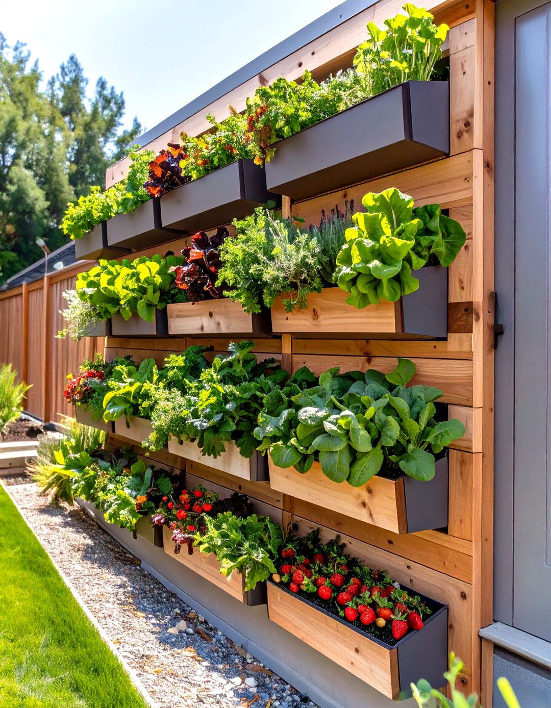 Small Sloped Backyard with a Vertical Garden Wall - 30 small sloped backyard ideas
