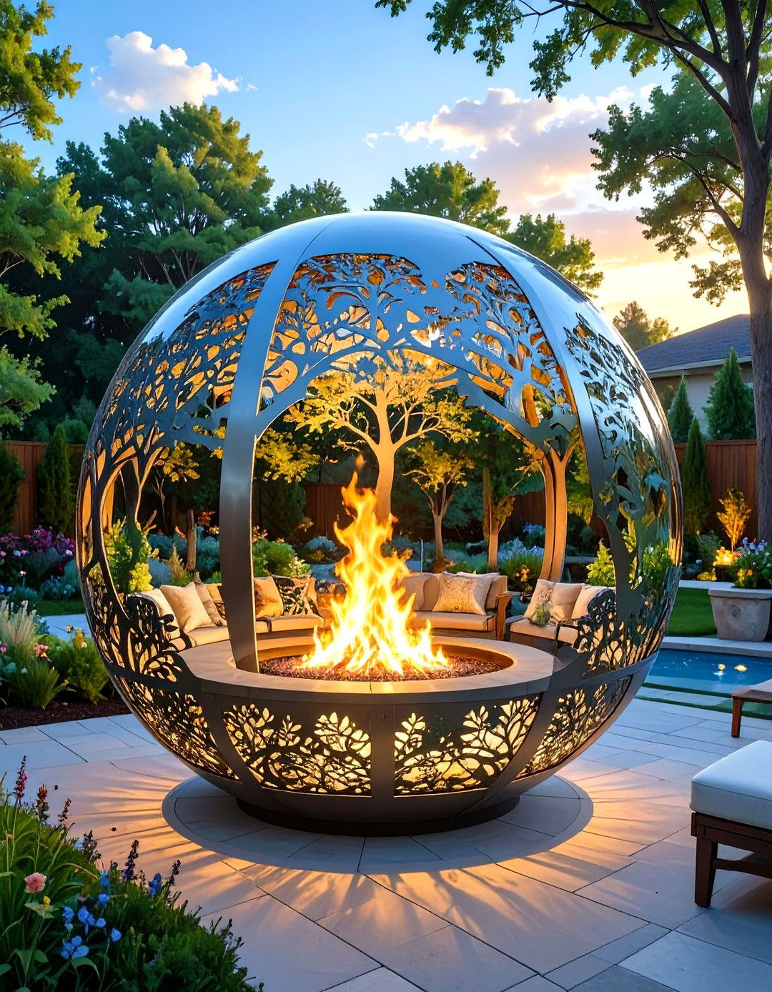 Small Spherical Fire Pit - 30 small outdoor fireplace ideas
