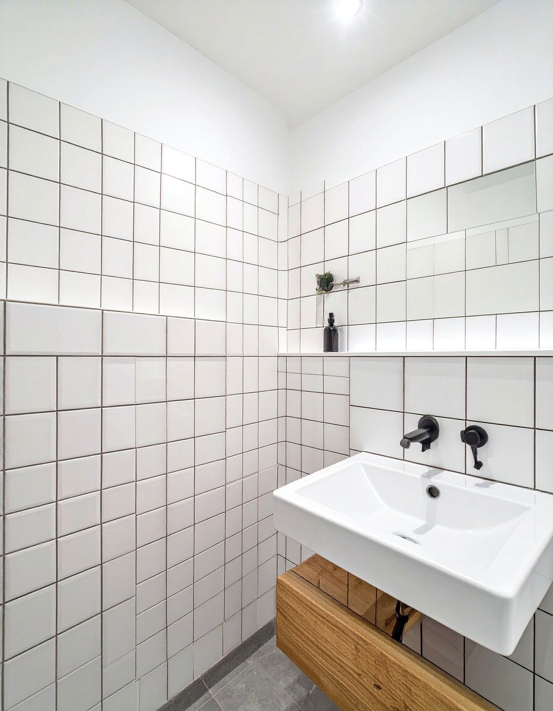 Small Square Stacked Tiles - 30 small bathroom tile ideas