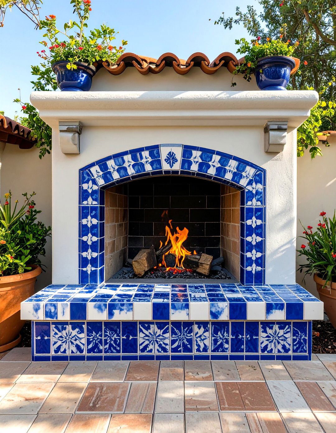 Small Tiled Fireplace Surround - 30 small outdoor fireplace ideas