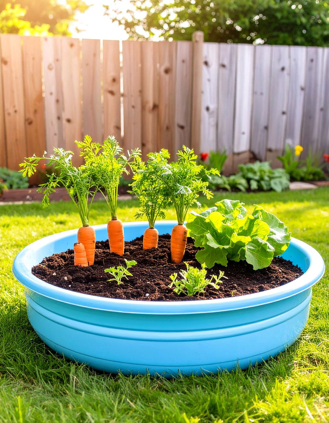 Small Vegetable Garden in a Kiddie Pool - 30 small vegetable garden ideas