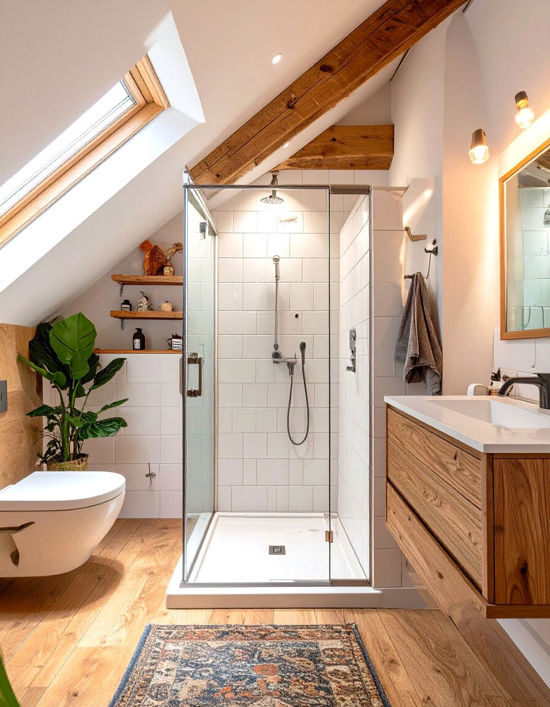 Small Walk In Shower Under a Sloped Ceiling - 30 small walk in shower ideas