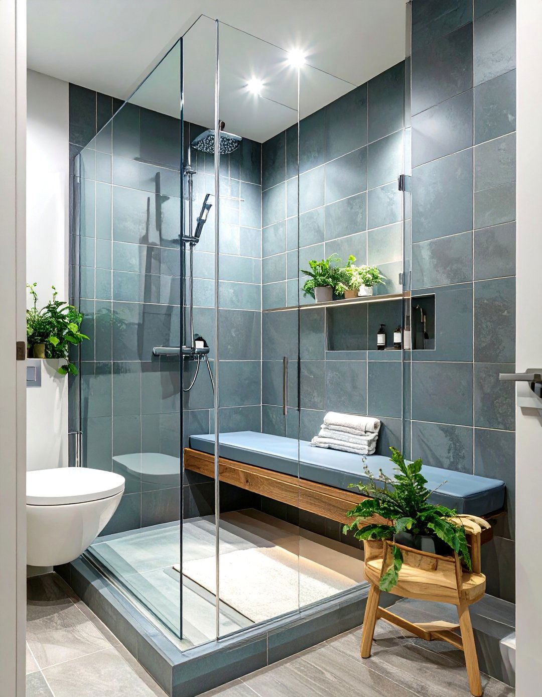 Small Walk In Shower with a Built In Bench - 30 small walk in shower ideas