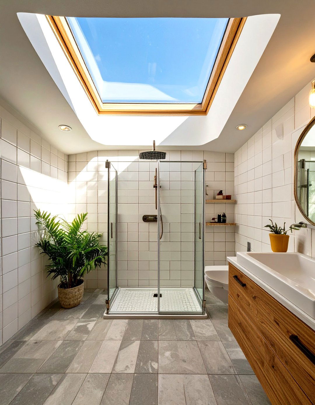 Small Walk In Shower with a Skylight - 30 small walk in shower ideas