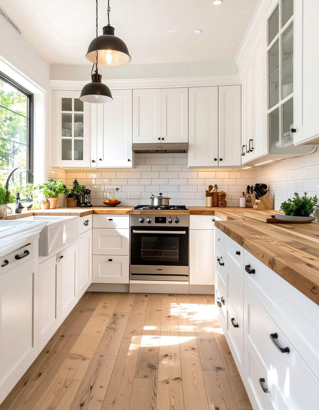 Small White Kitchen with Butcher Block Countertops - 30 small white kitchen ideas