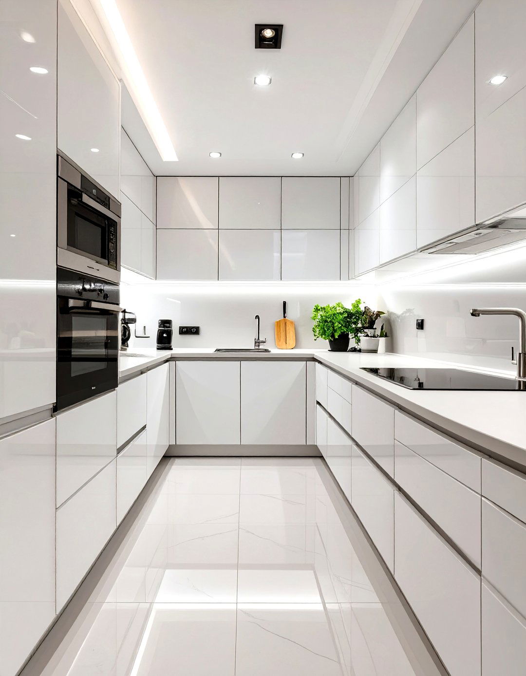 Small White Kitchen with High Gloss Cabinets - 30 small white kitchen ideas