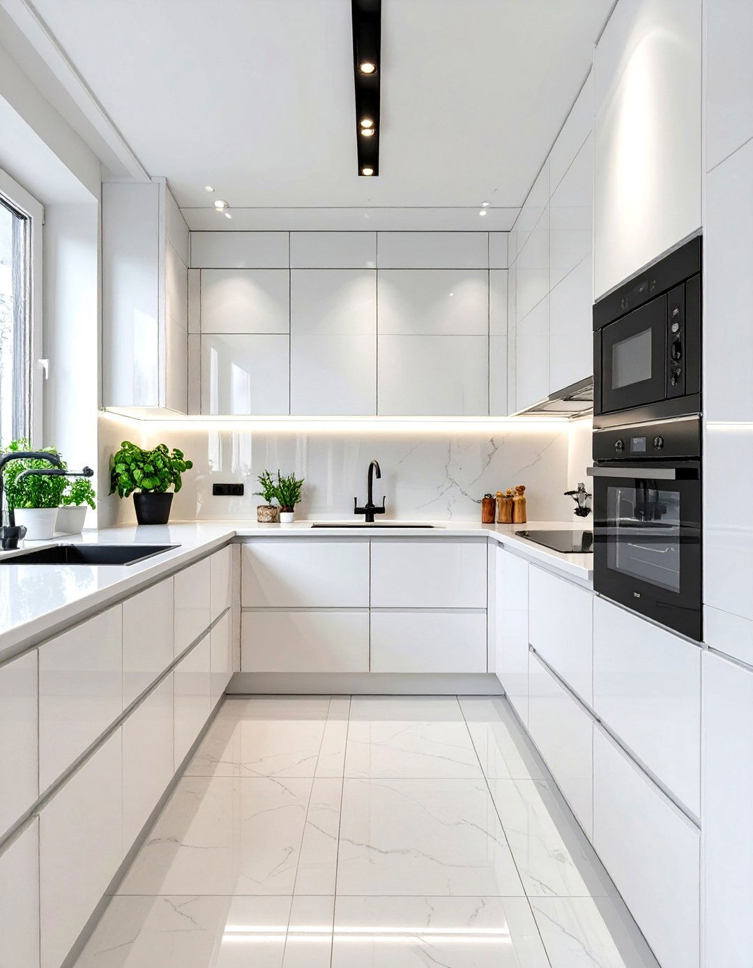 Small White Kitchen with Integrated Appliances - 30 small white kitchen ideas