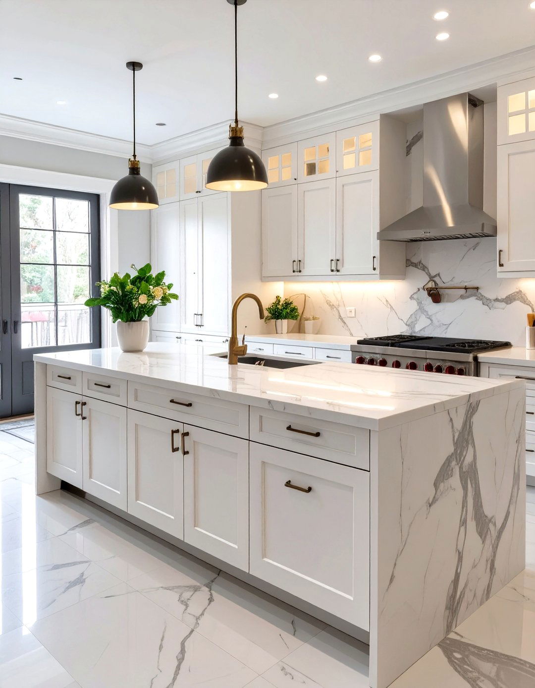 Small White Kitchen with Marble Countertops - 30 small white kitchen ideas