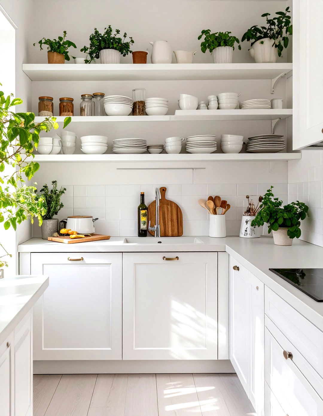 Small White Kitchen with Open Shelving - 30 small white kitchen ideas