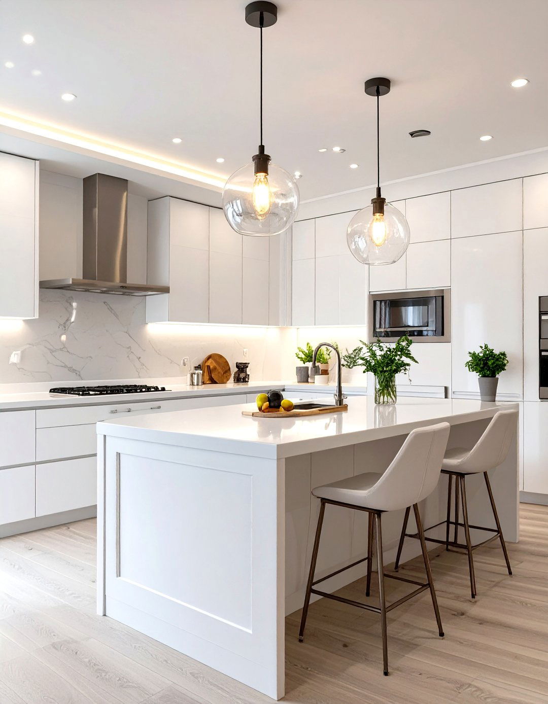Small White Kitchen with Pendant Lighting - 30 small white kitchen ideas