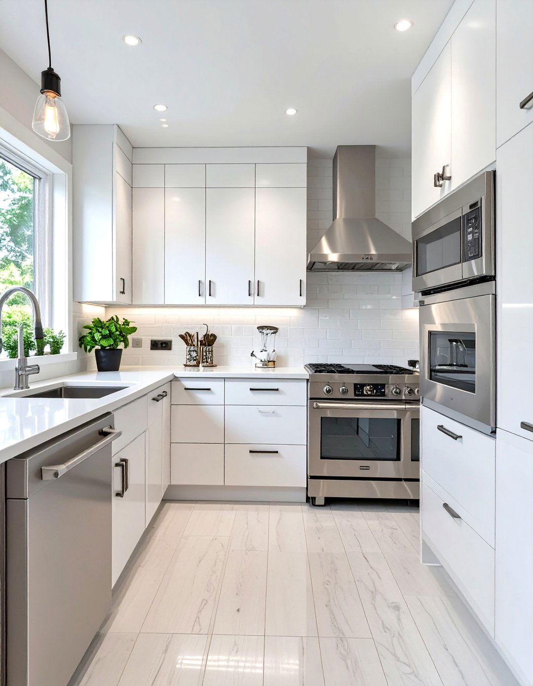 Small White Kitchen with Stainless Steel Appliances - 30 small white kitchen ideas