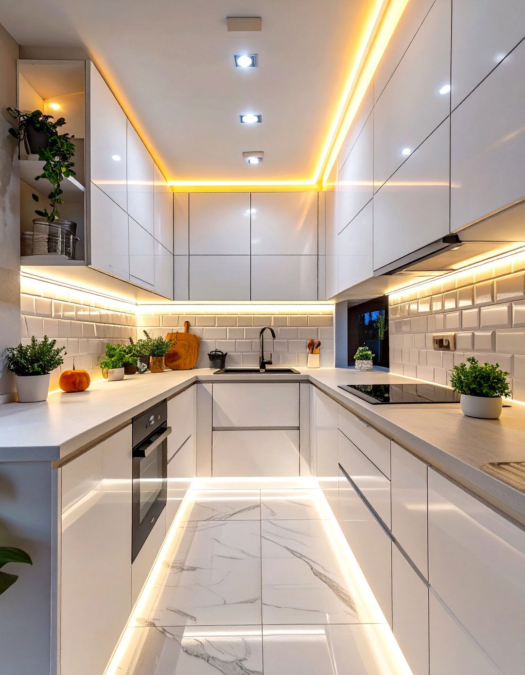 Small White Kitchen with Under Cabinet Lighting - 30 small white kitchen ideas