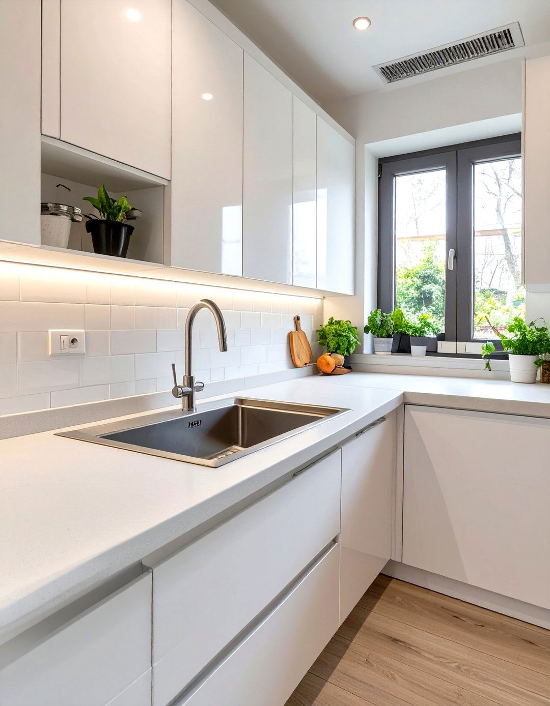 Small White Kitchen with a Corner Sink - 30 small white kitchen ideas