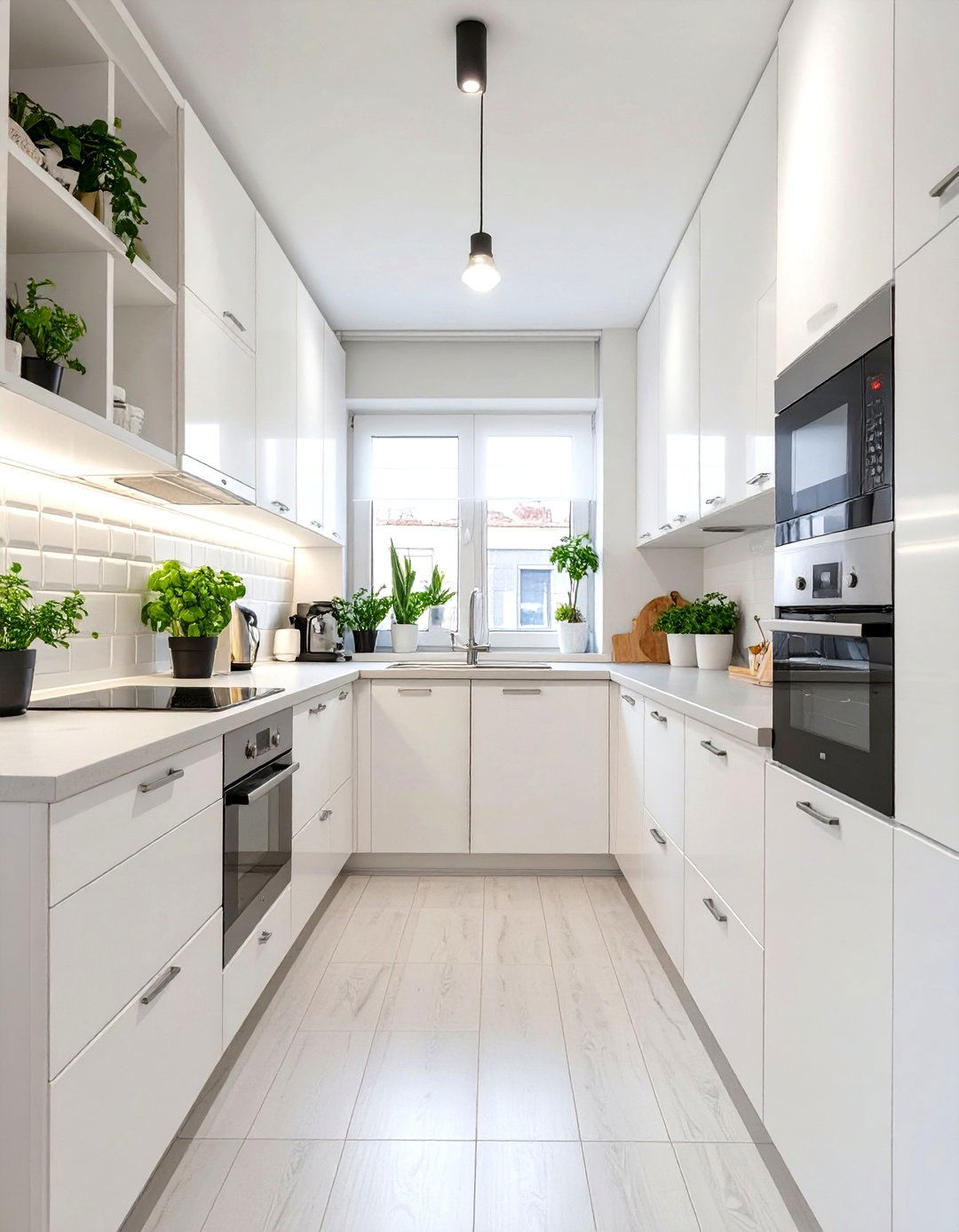 Small White Kitchen with a Single Wall Layout - 30 small white kitchen ideas