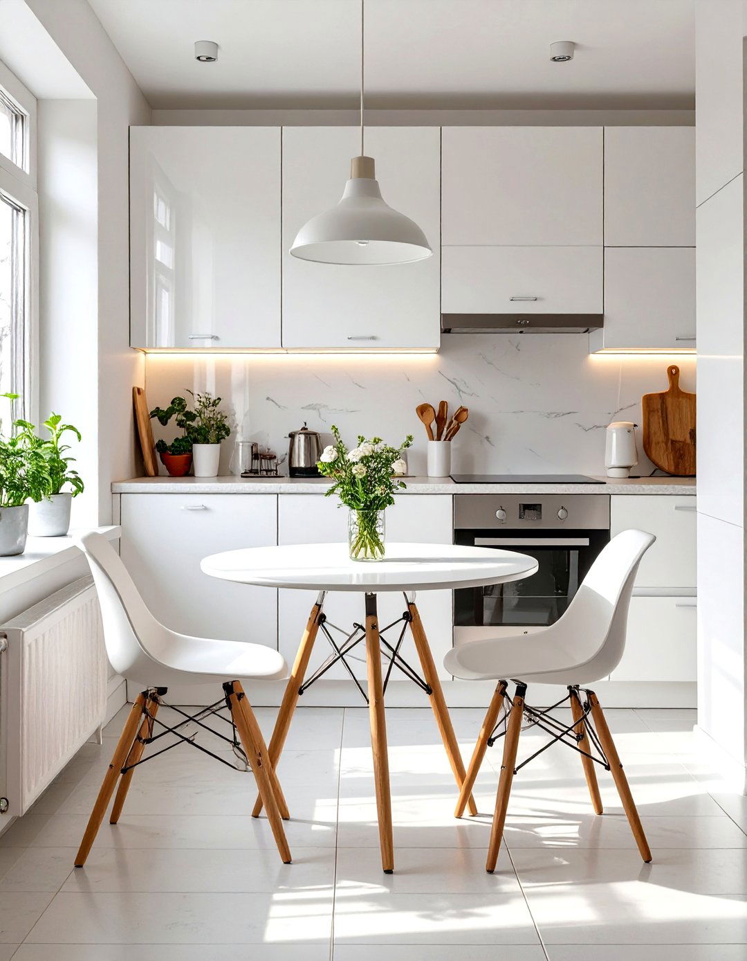 Small White Kitchen with a Small Dining Table - 30 small white kitchen ideas