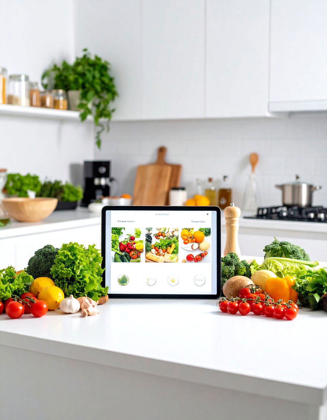 Smart Display on the Kitchen Counter - 30 kitchen tv ideas
