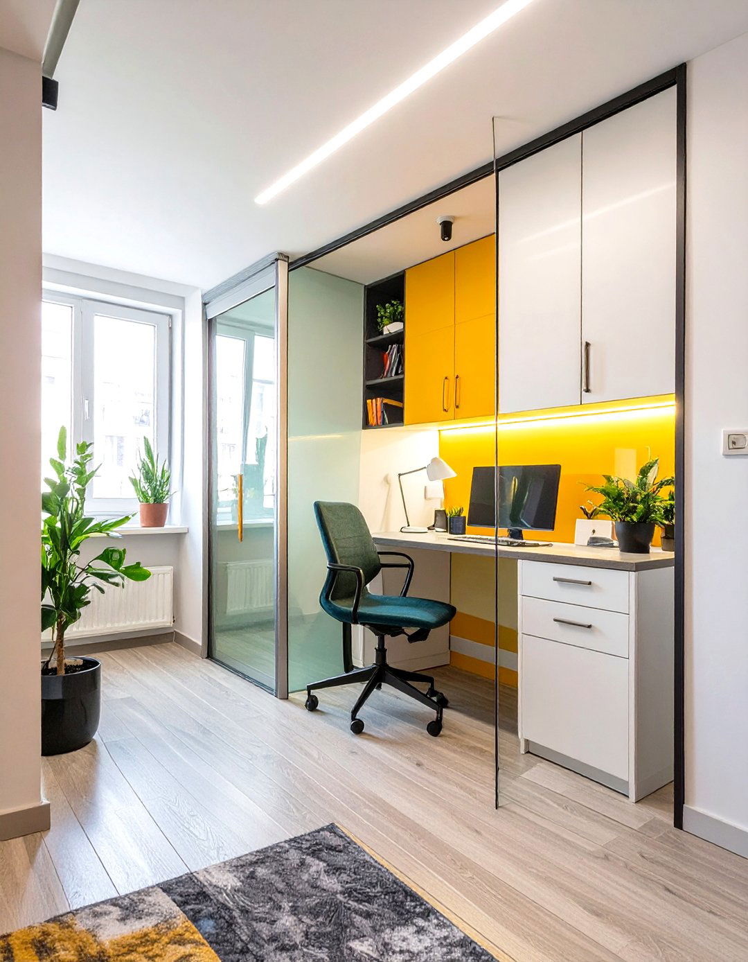 Smart Glass Partitioned Office - 30 small office interior design ideas