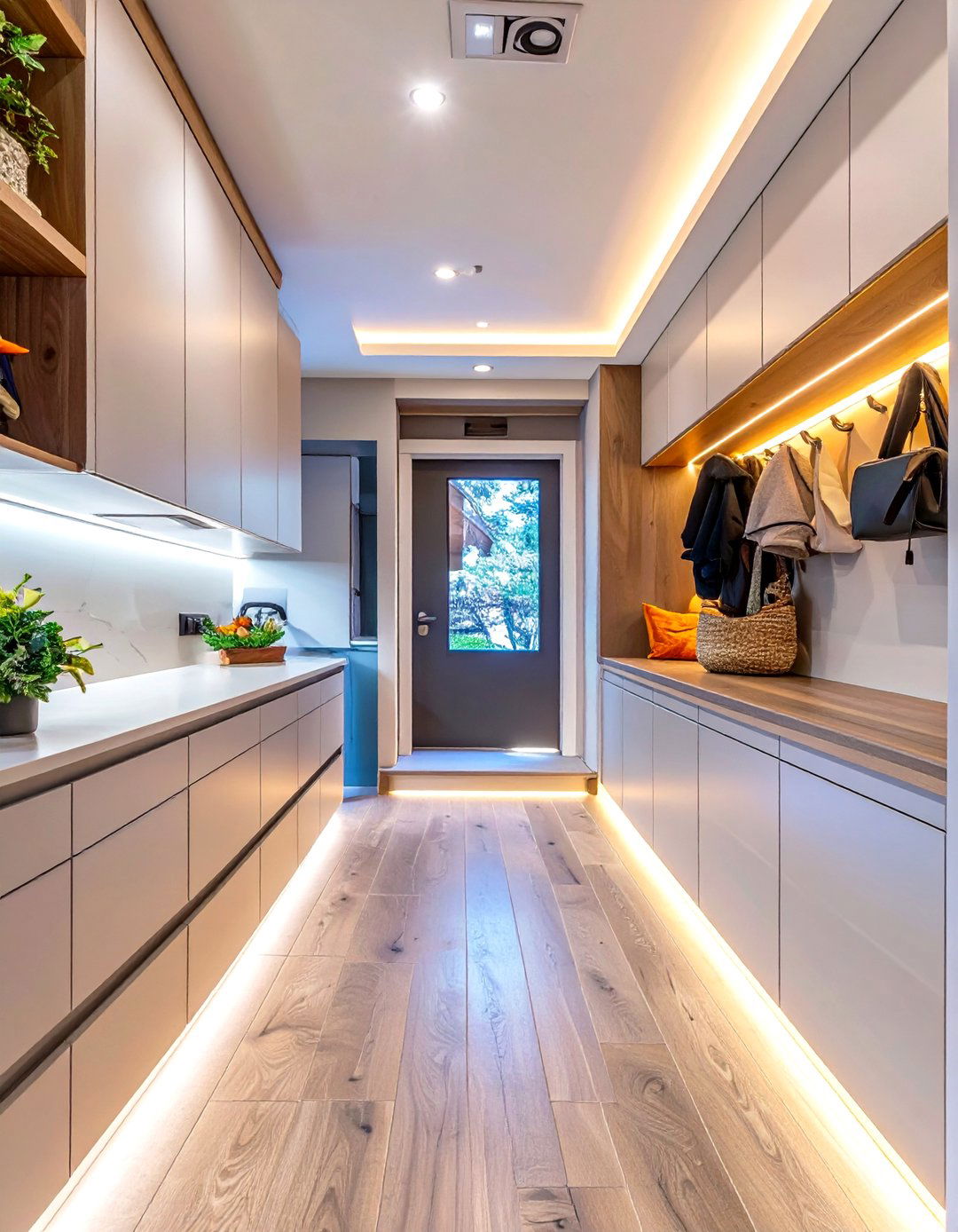 Smart Mudroom with Automated Lighting - 30 modern mudroom ideas