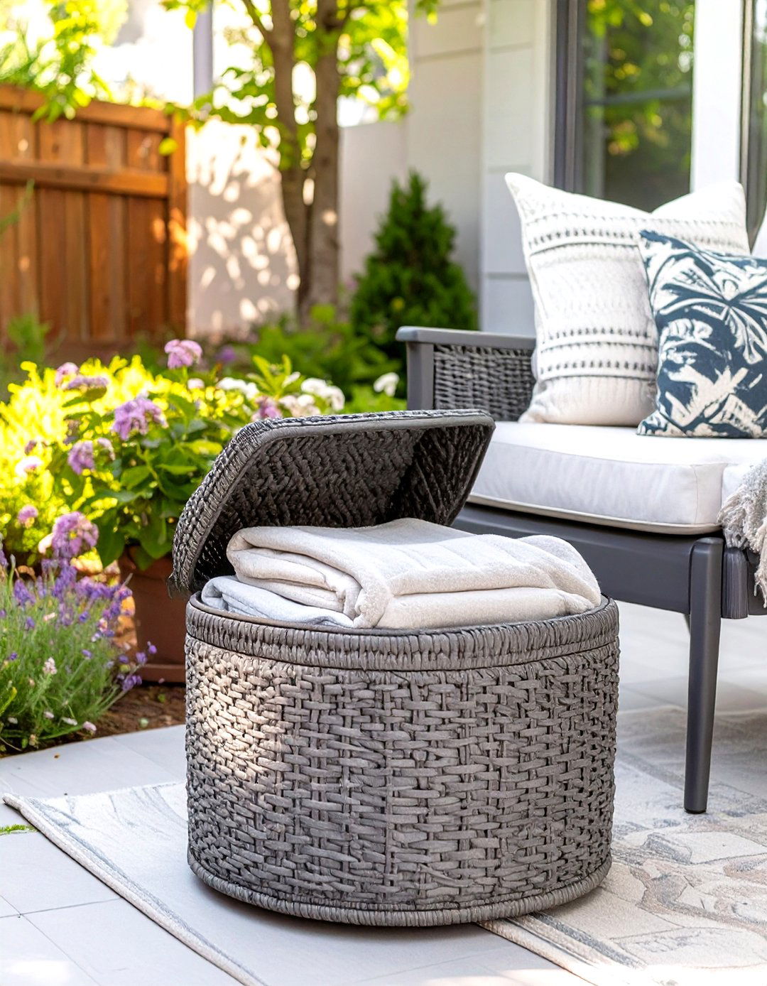 Smart Storage Ottomans for a Small Patio - 30 small outdoor patio ideas