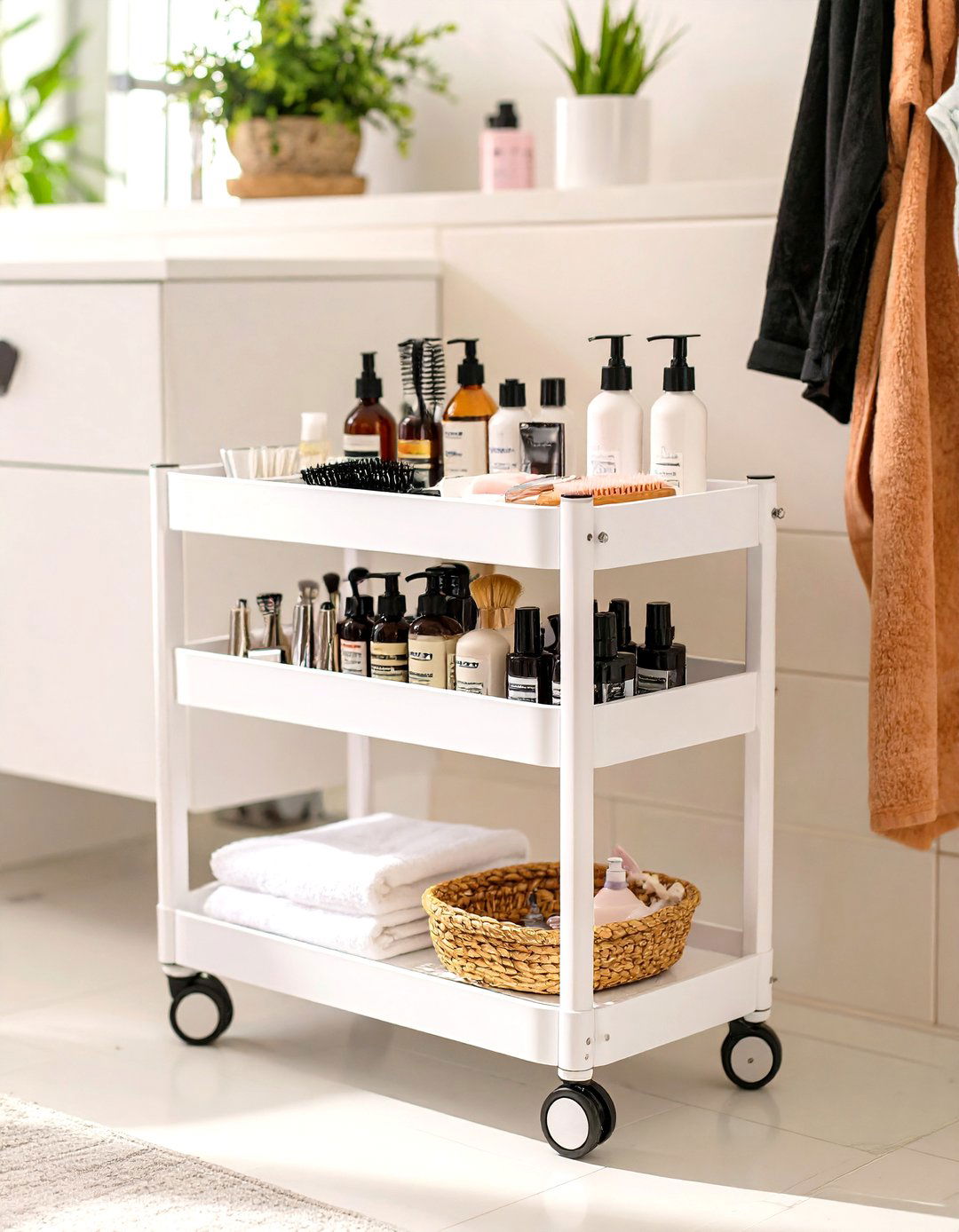 Smart Storage Rolling Cart - 30 teen girl bathroom ideas