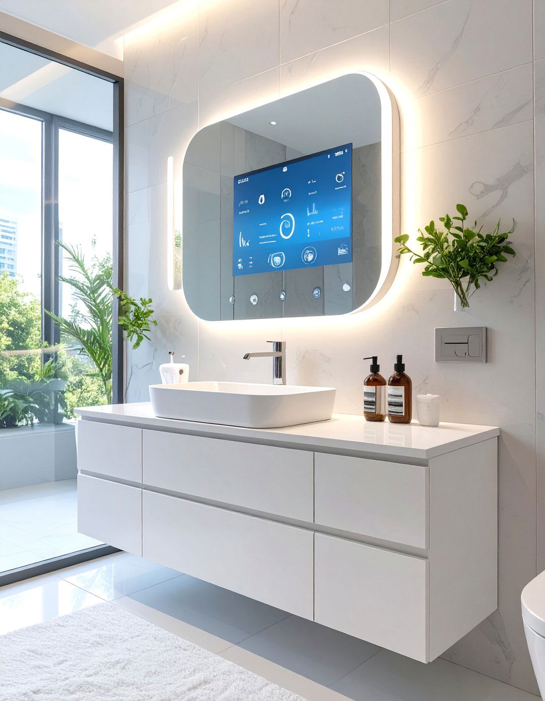 Smart Tech Bathroom Integration - 30 bathroom organization ideas