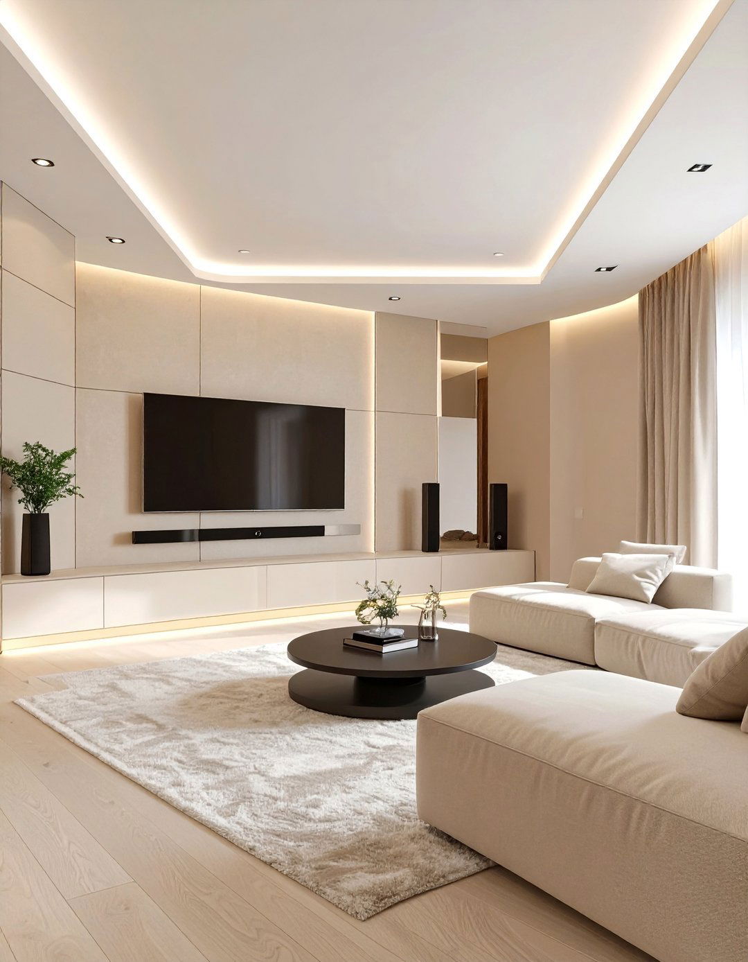 Smart Tech Beige Living Room - 30 beige living room ideas