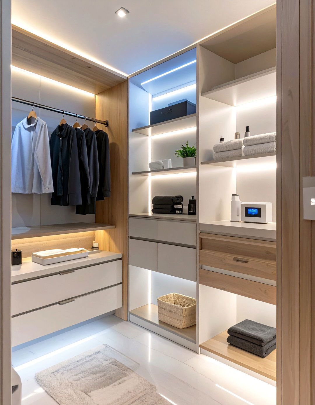 Smart Tech Integrated Closet - 30 bathroom closet organization ideas