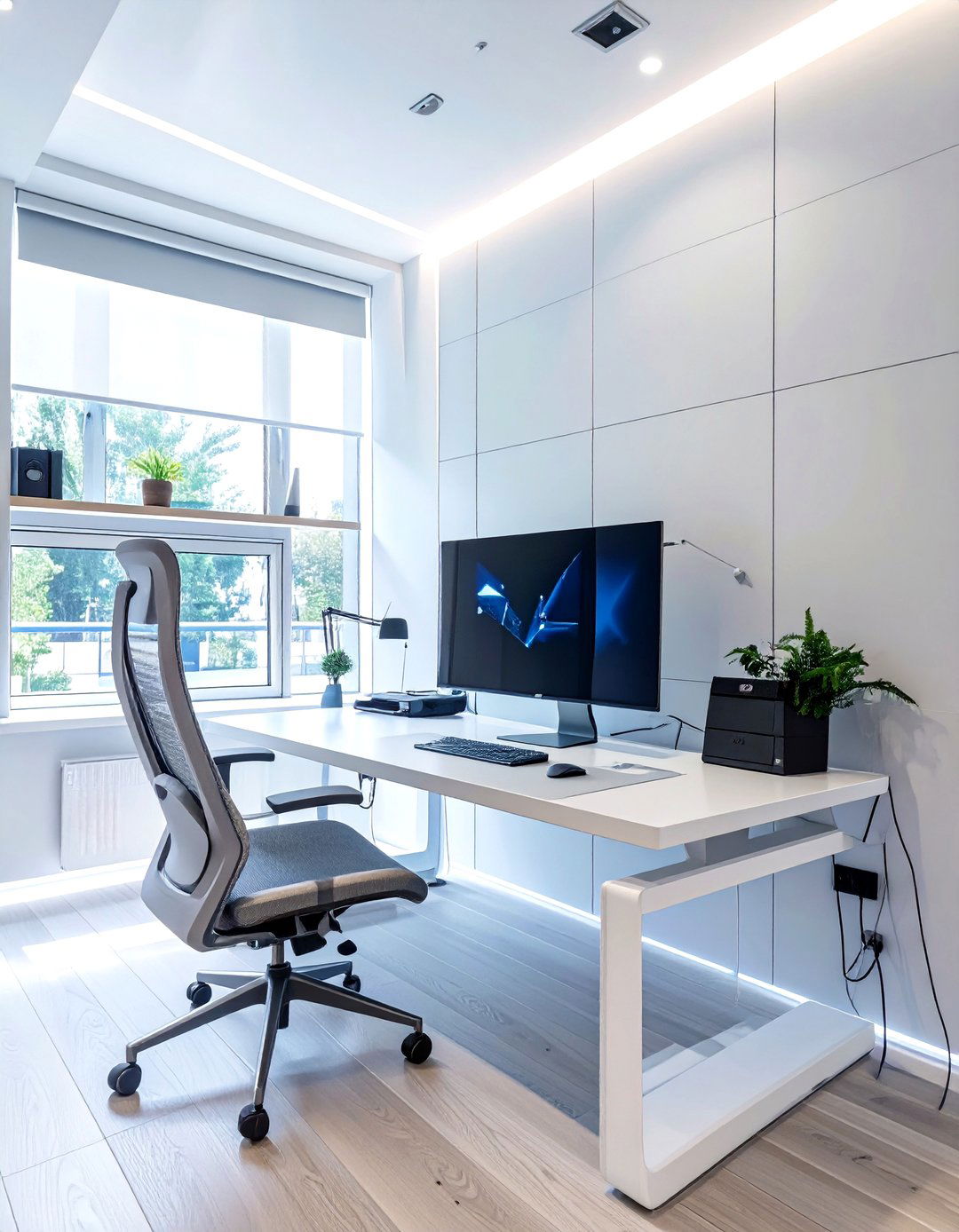 Smart Tech Integrated Small Office - 30 modern office design ideas for small spaces