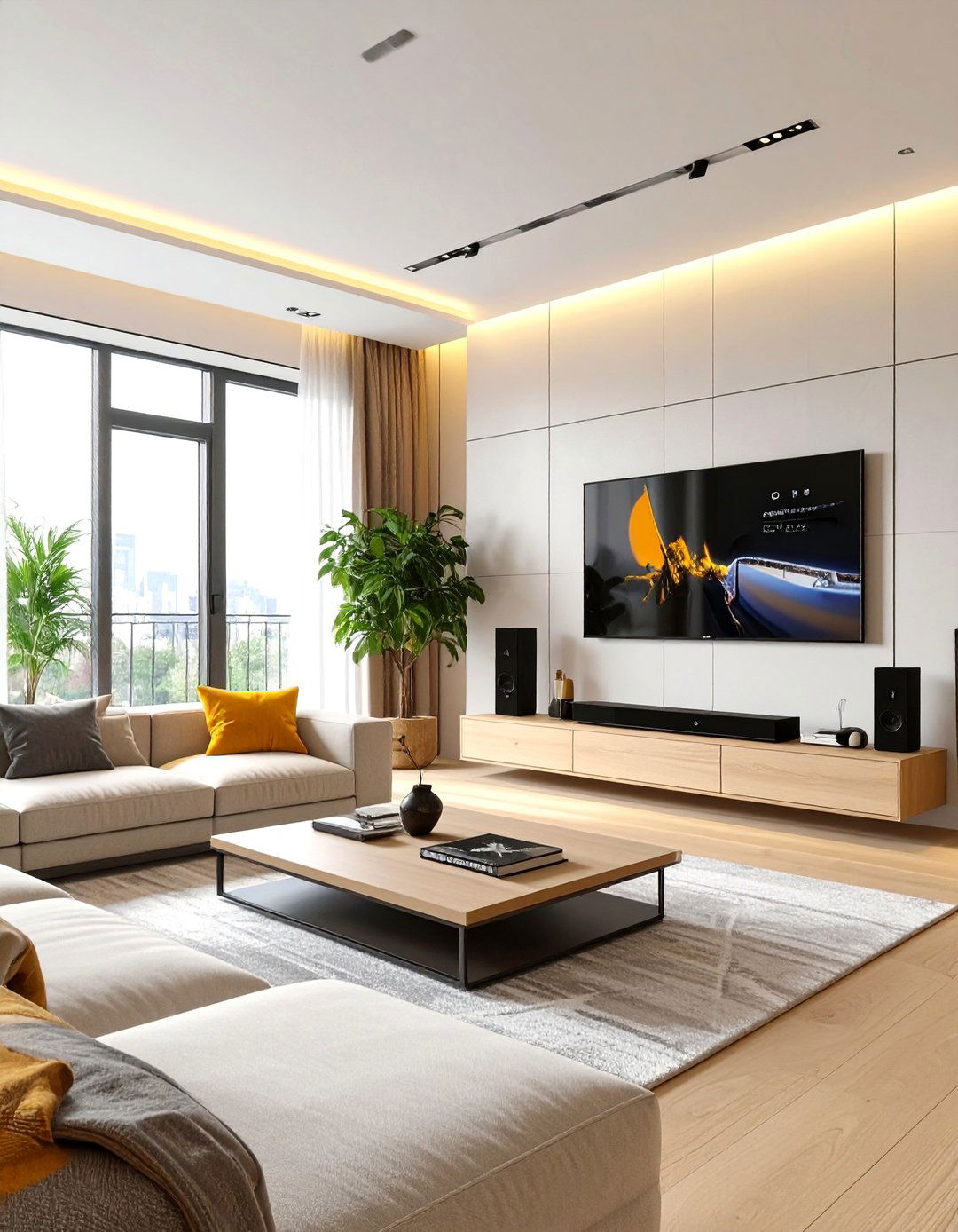 Smart Tech Minimalist Living Room - 30 ai minimalist living room ideas