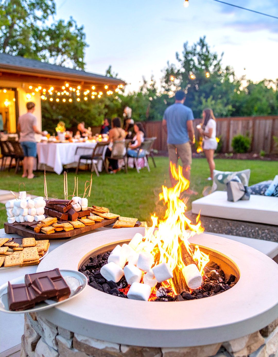 Smores Bar by the Fire Pit - 30 outdoor graduation party ideas