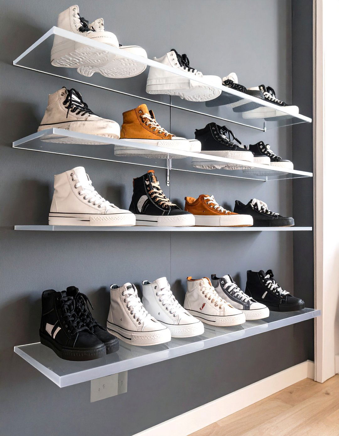 Sneaker Collection Display Wall for a Teen Boys Bedroom - 30 teen boys bedroom ideas