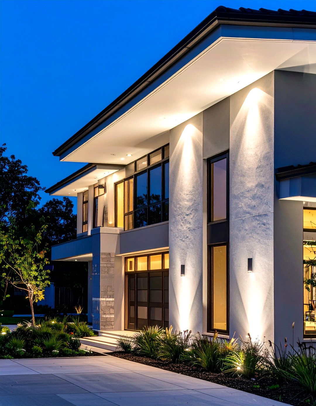 Soffit Downlighting Strategy - 30 modern outdoor lighting ideas for front of house