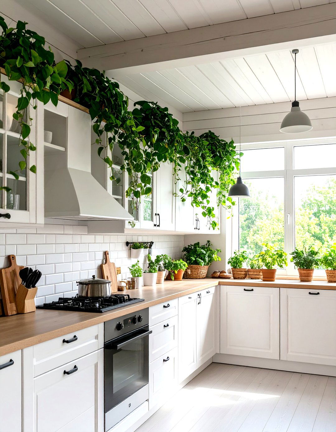 Soffit as a Plant Ledge - 30 kitchen soffit ideas